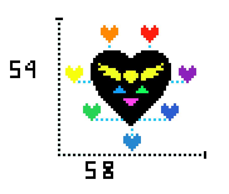 [7d1043] Deltarune Symbol + Hearts