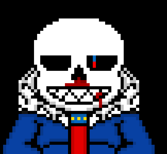 [b63bdb] *blocks with a bone wall, then makes a blaster circle of red and blue blasters around Fear, firing them all at once*