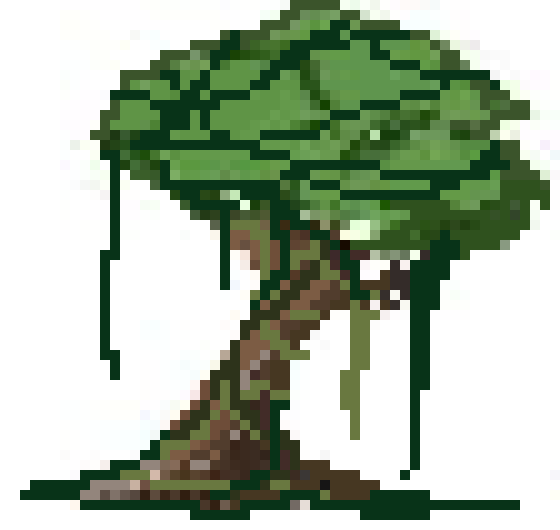 [1021d6] slanted tree with lots of vines