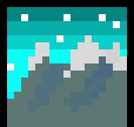 [aa9715] final pixel art of snowy mountain with starry winter night above