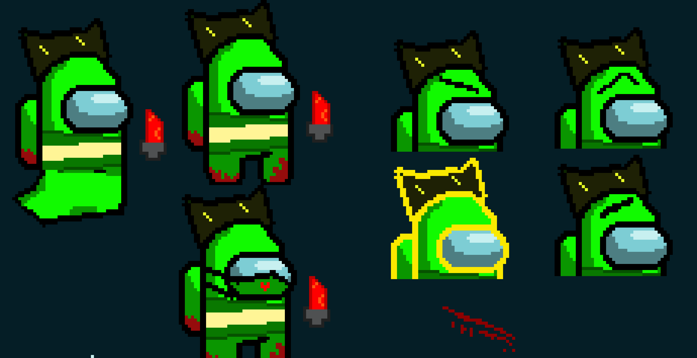 welp here is my whole sprite sheet not free to use at all just showing you all-among jus