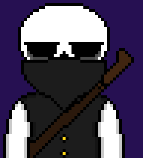 [71fafd] *sitting next to a barrel with cards in his hand. There is money on the barrel*