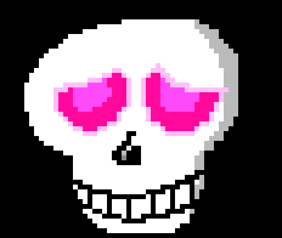 [135a7e] *A tired skeleton with pink glowing eyes returns from a journey of unknown origin*