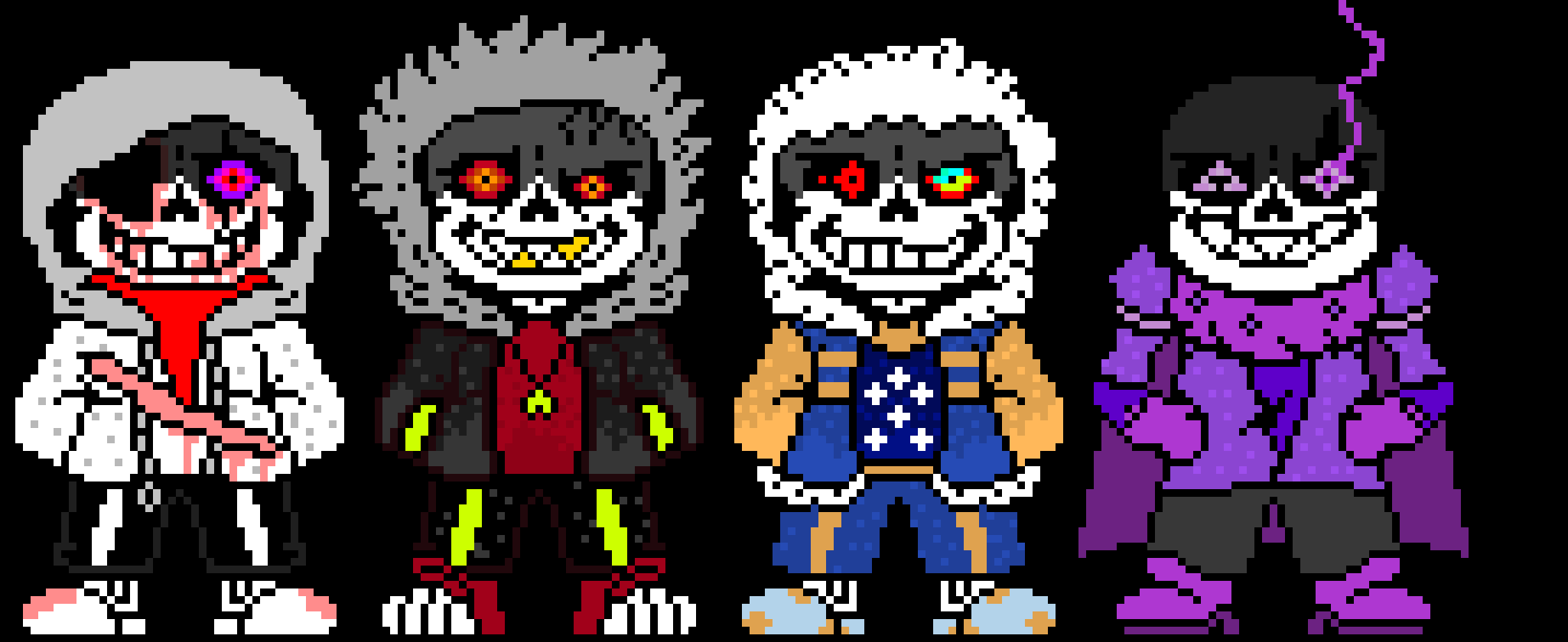 afterdust sans,dustfell sans,outerdust sans,swapdustfell:PURPLE:mistrust sans,