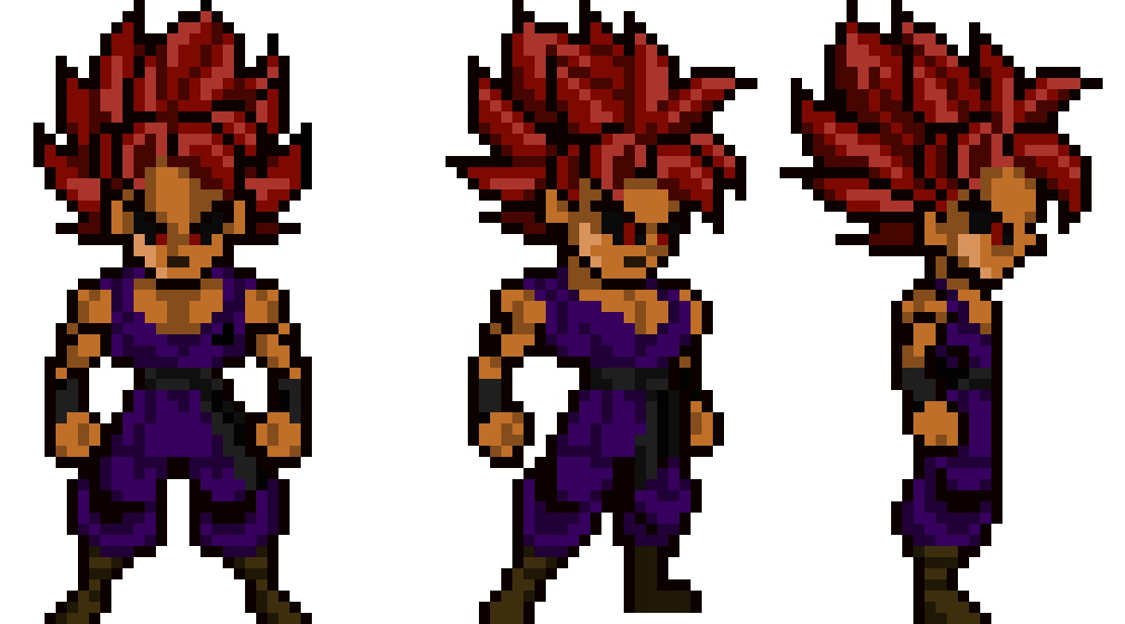 [6c26bc] Morzark the Earthling - DBZ OC USLW Turnaround Sprites (SSJ God Form)