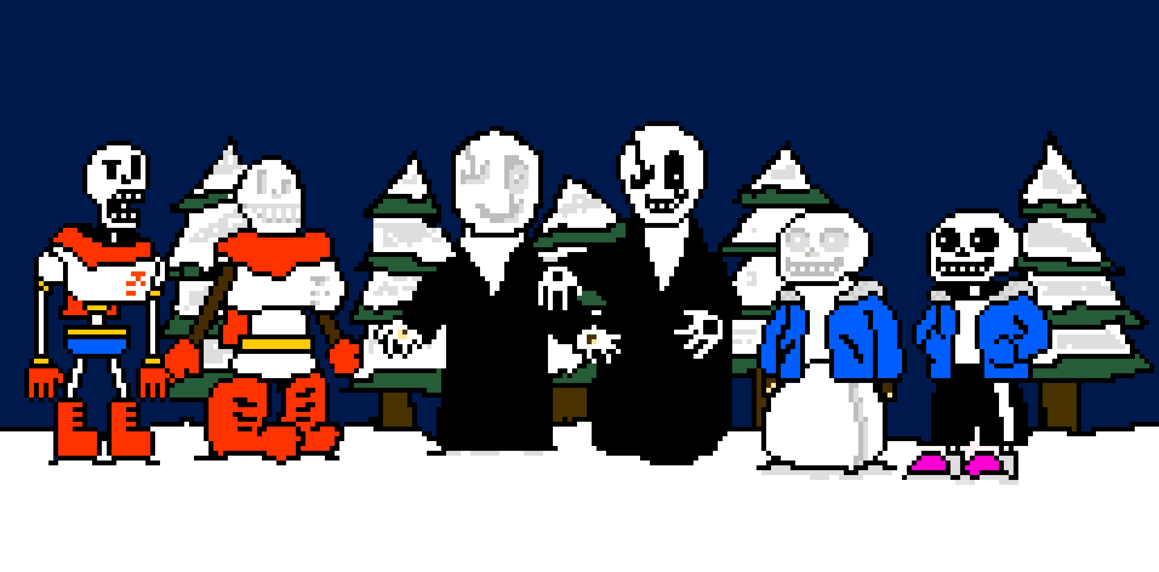 [9664c4] Undertale skeletons making snowmen