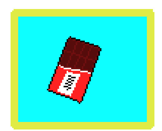 [228bf8] pictureframe of chocolate on blue