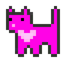 [9664c4] Hot pink heart cat