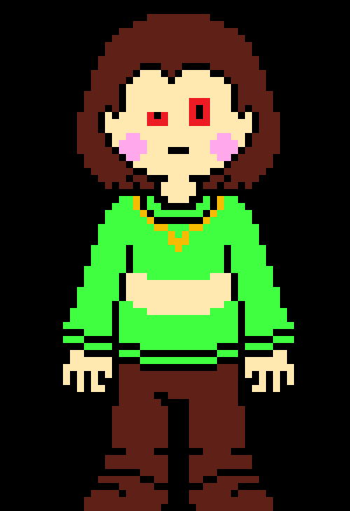 [d082ec] i wonder where frisk is *sees terror hey horror sans looking guy have you seen a girl the same height as me with yellow eyes brown shoes blue pants blue shirt with purple stripes?