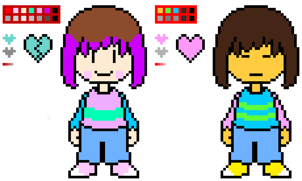 AdventureTale (my au) battle sprite Chara and Frisk