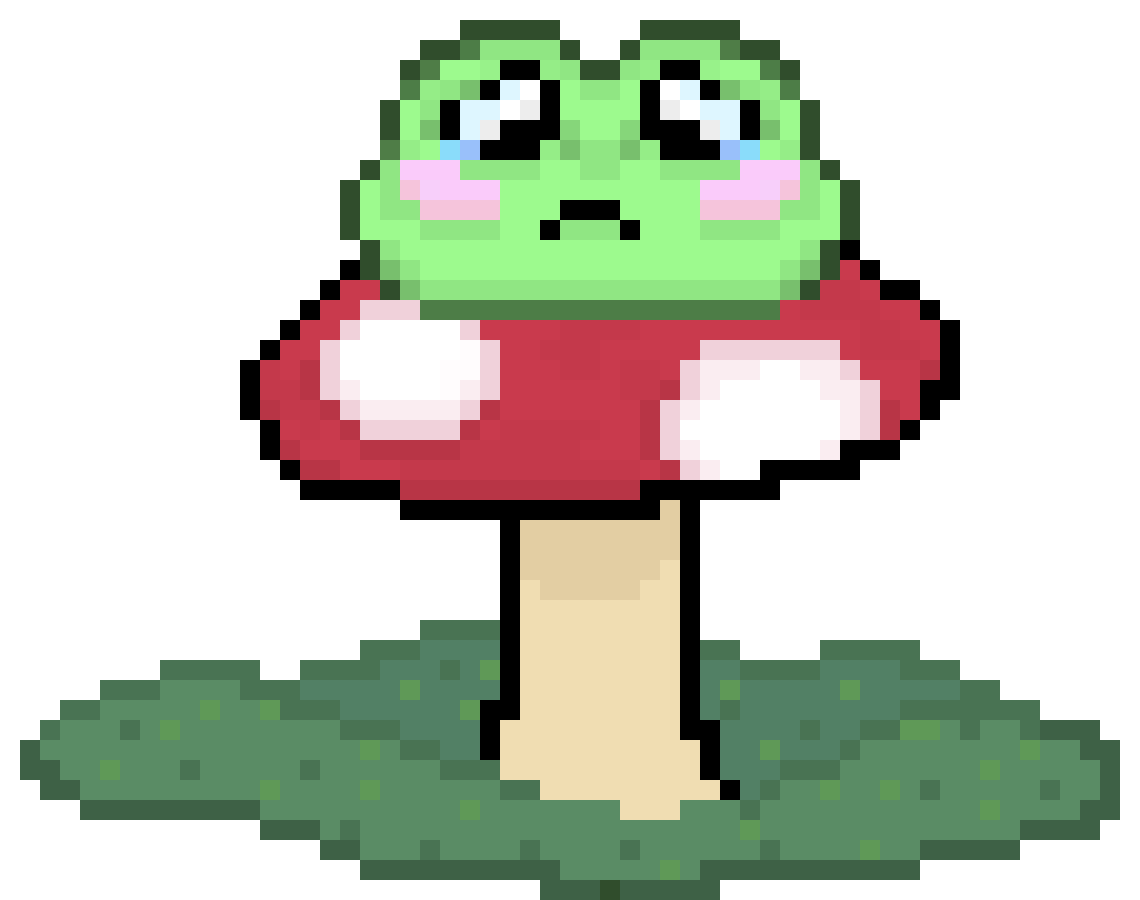[7ff9c8] sad froggie on mushroom