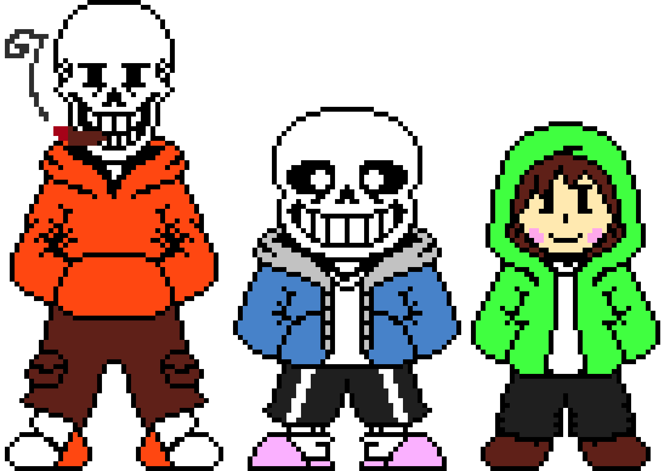 -goes back to the closet- Sup. I brought some friends -SS | Sup. The name's Sans. Sans The Skeleton. -Classic | Heya. I'm Papyrus. -Swap