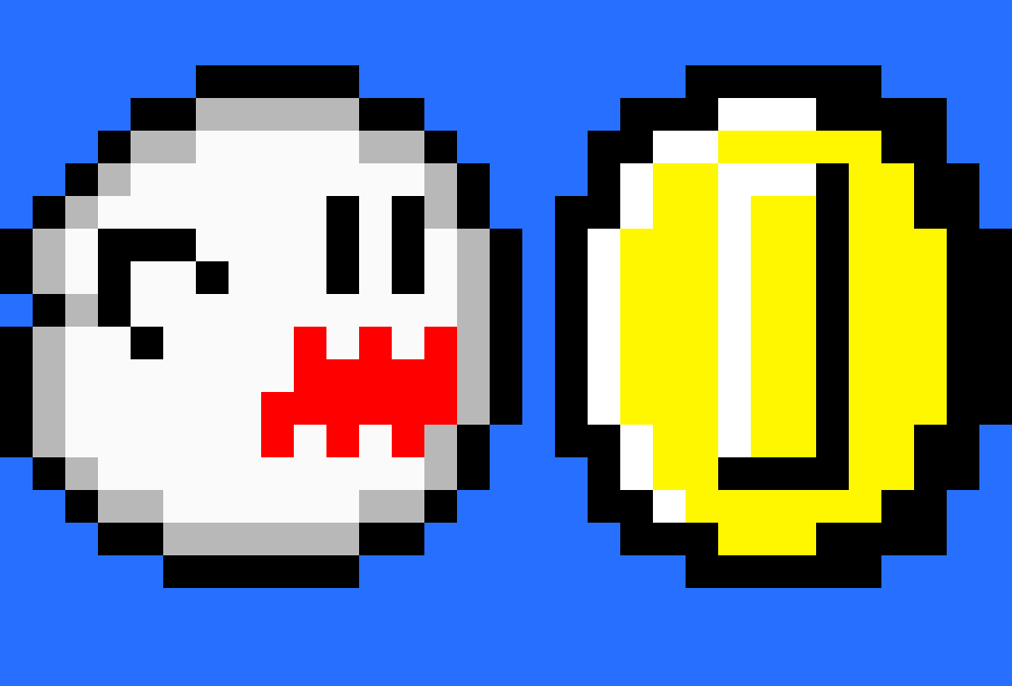 [9664c4] Boo Ghost and Coin PixelArt