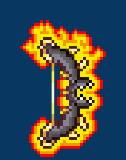 [32284a] *Jimmy quickly swaps to a bow, and starts pulling back the arrow, the tip of the arrow slowly beginning to flare up*