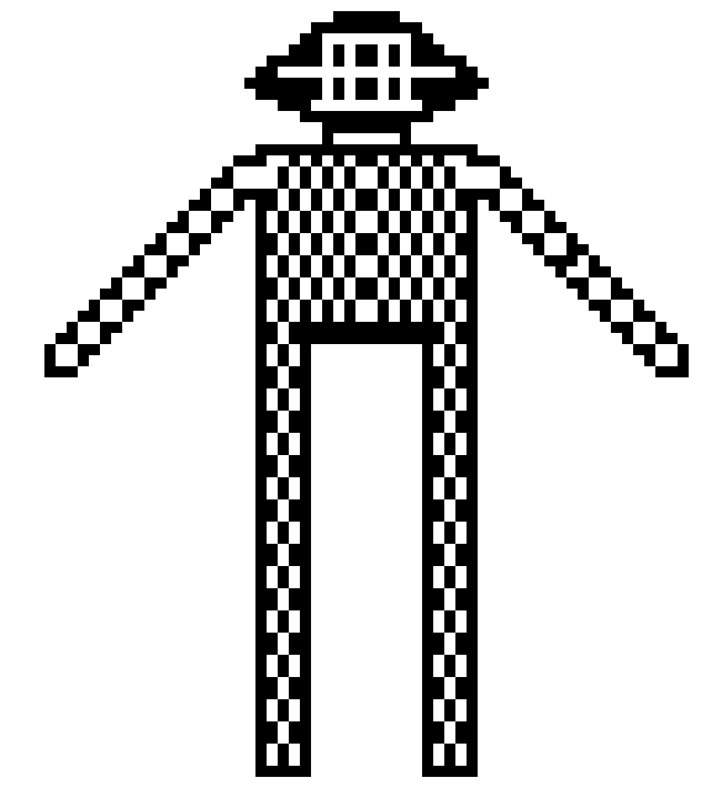 [4e0d35] weird black and white robot thing