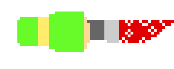 looks at knife *