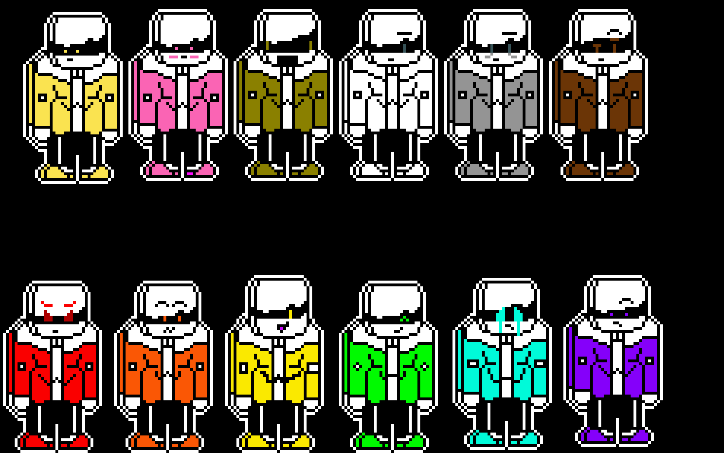red= anger...orange=worried...yellow=silly...green=happy...light blue=sadness...purple=scared...light yellow=stupid...pink=flirty/embarasment...dark yellow=annoying...white=just me...grey=tired...brown=curiosity...dark blue=chill...dark red=cool...yeah