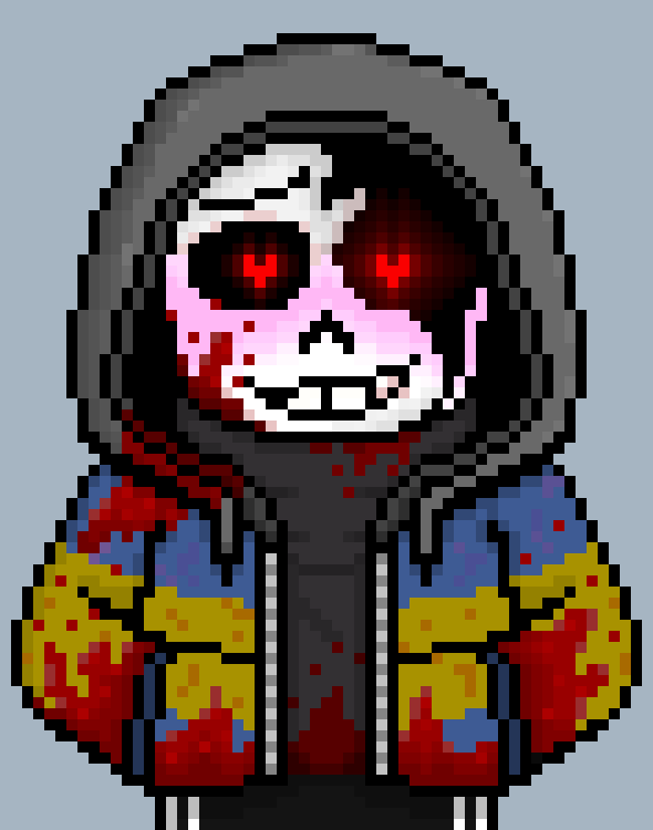 [752b4c] Eheh....A lot of things!~ Hm. *he glitched to be infront of chris, and poked their chest with his knife* You have a different look.....