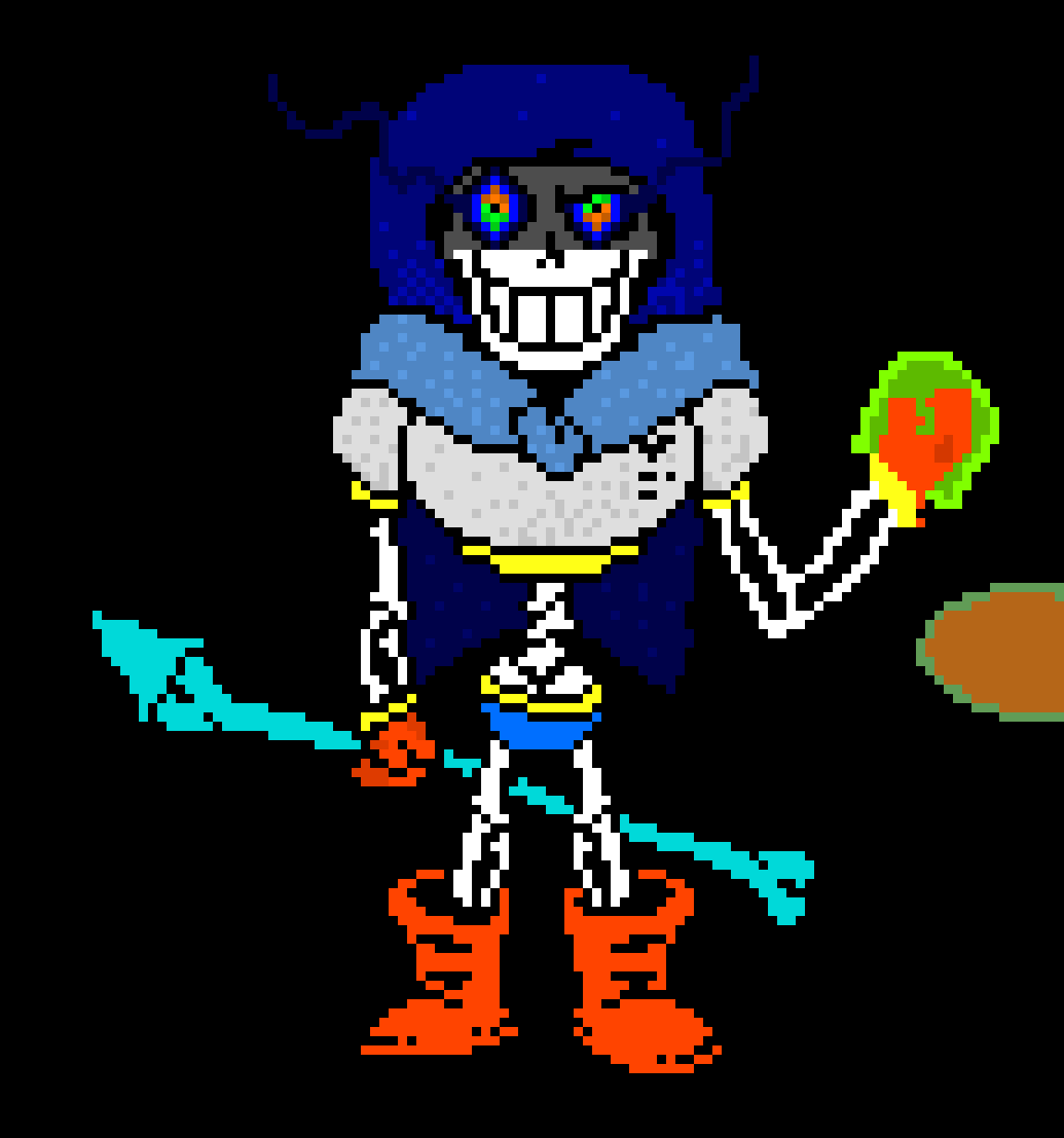 [66635a] (Hey, that looks neat! It looks more like Papyrus than some other Dustbelief sprites I seen, which is what I was going for with my own. I wanna try to capture the Undertale style as well as I can while making my Dustbelief sprites. -Bill 1)