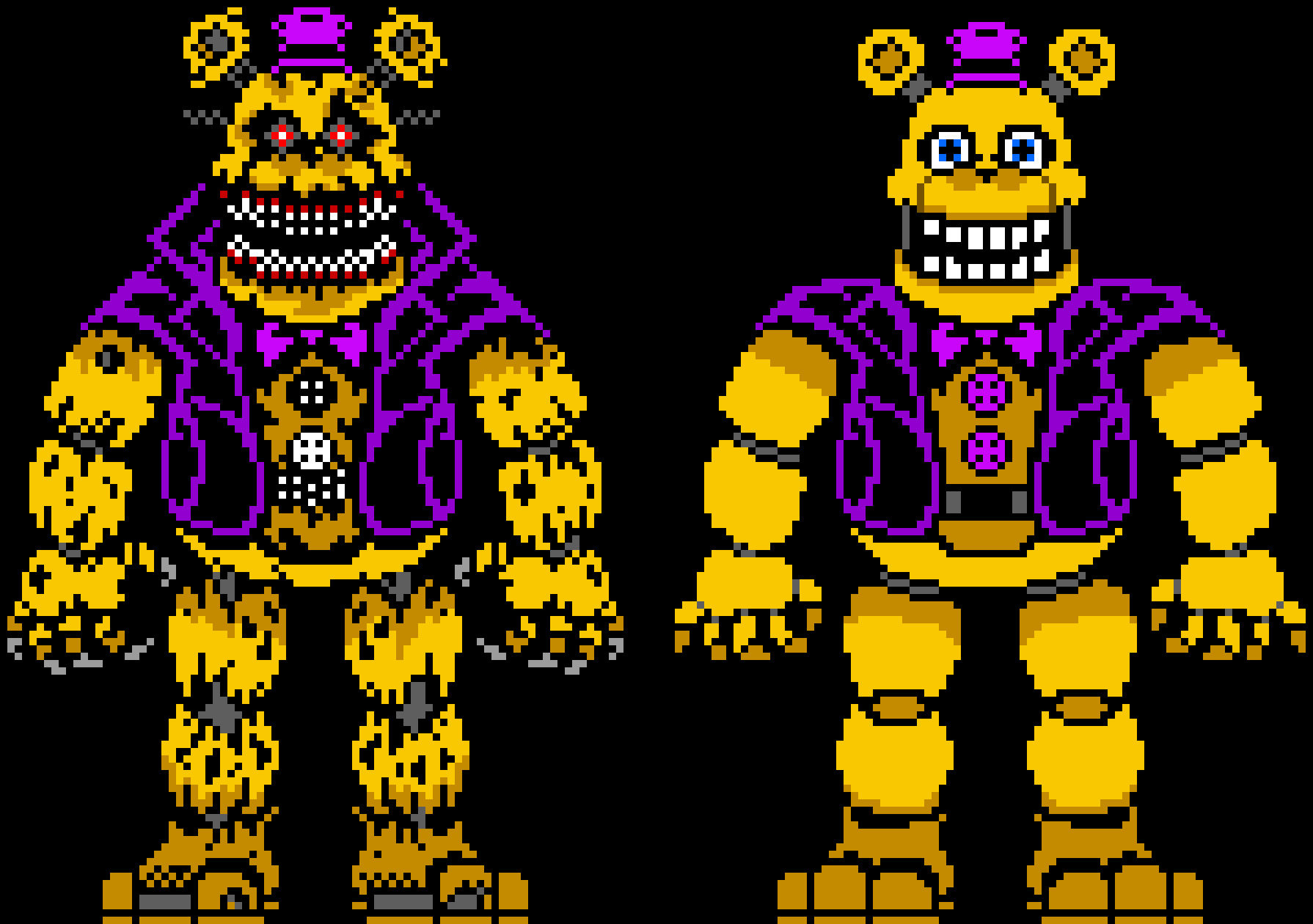 "[Repost from Terrie] Nightmare Fredbear and Fredbear [King Squid Edit] | He beat you too it... Ehhh... Kinda, but your is still good... But like I said CT, you can use this... Or your version... Not like I would anyway when I got more stuff to draw.... -w-