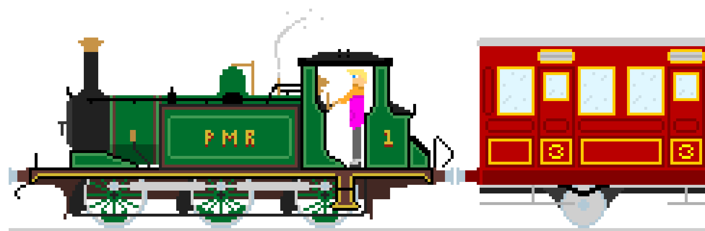 [c4081a] *The whistle blares loudly when pulling up to the station* 
