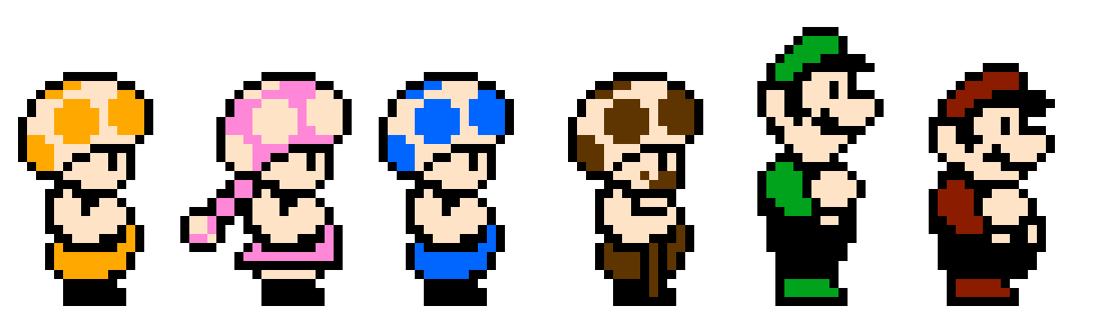 Super Mario Bros. 3 sprites of toad, mario and more.