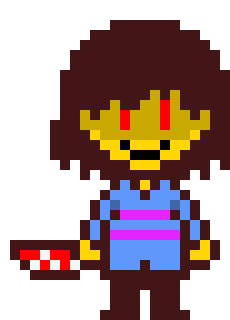 slices his face *