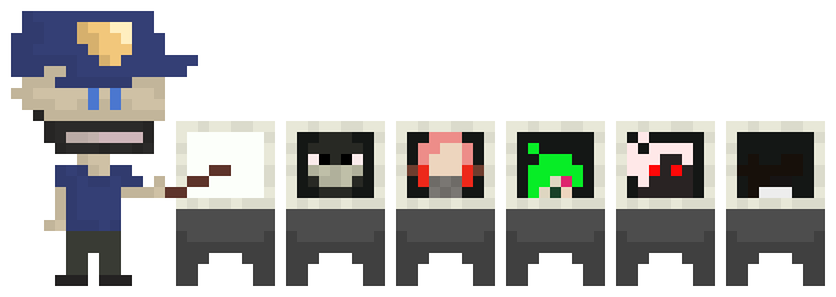 [4aaf96] Officer Marsico Bravo, you forgot Error404, the criminal mastermind and overlord of the void. And Whitty, the drug seller and gunner.