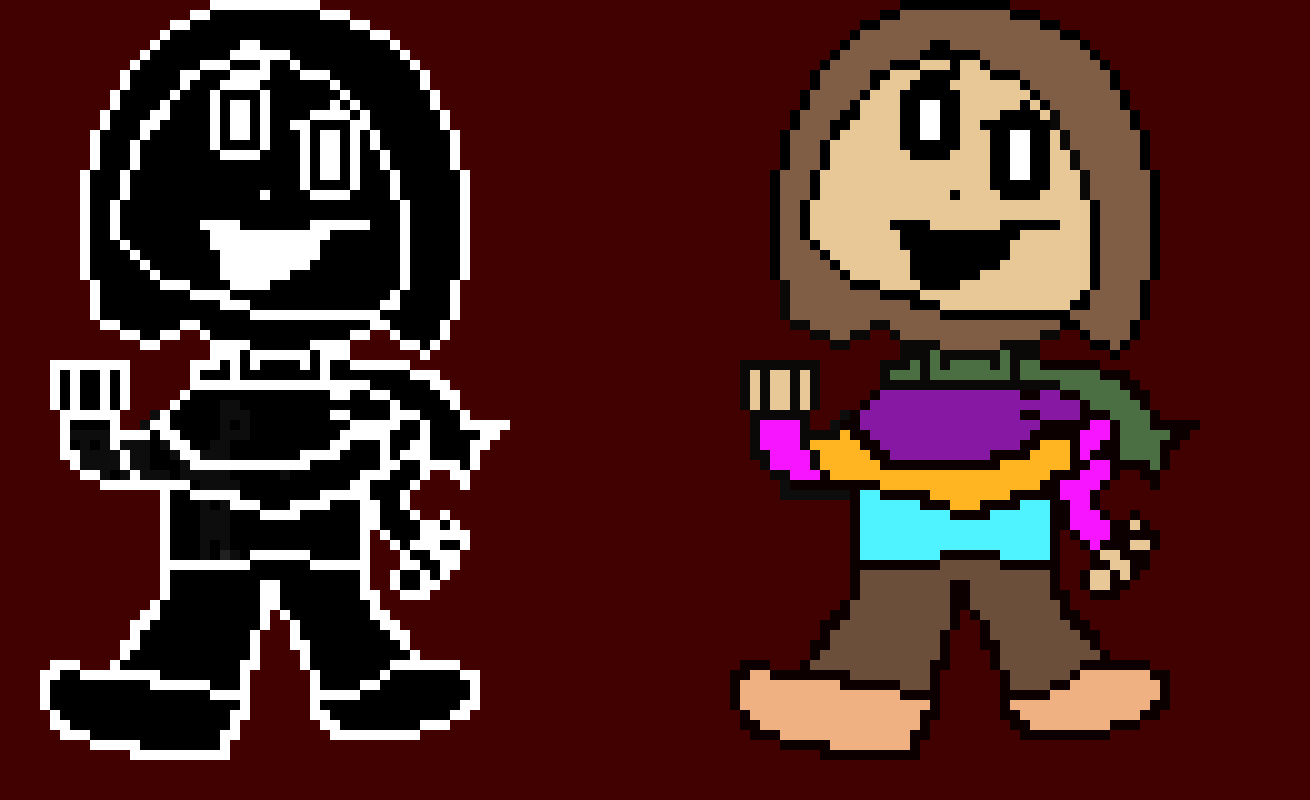 [9664c4] Weirdytale - Weird Hooman Battle Sprite - Colored and Black/White