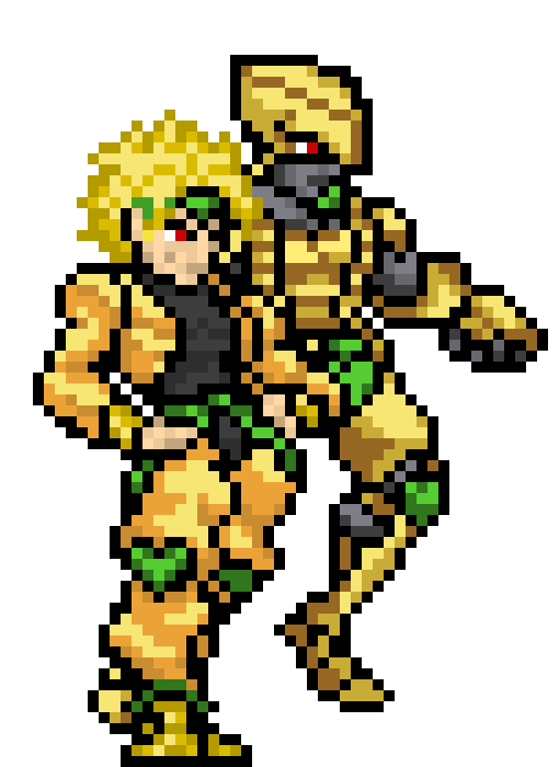 [4076f0] -all of the sudden DIO shouts- ZA WARUDO!!!!!!! -he stops time- -DIO (cleetus)
