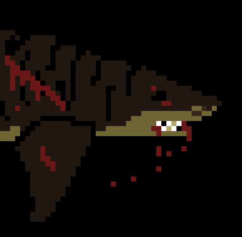 [013076] -[ The shark, bleeding from its mouth and now wounds still, grabs unnamed`s leg tightly [so u cant go "oh no i escaped"] and flops to the water.. ]-