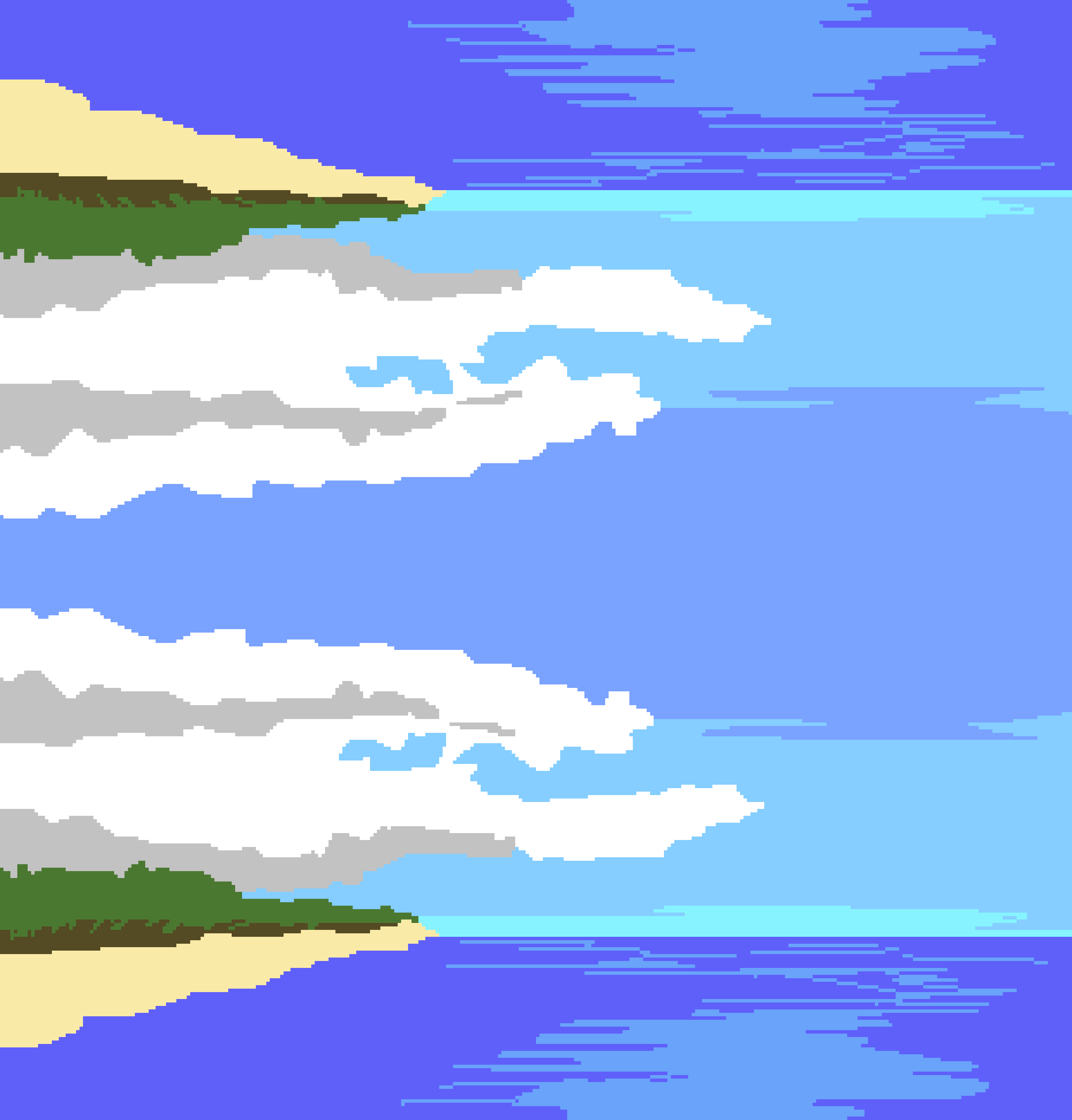 [18eac8] *the world shudders. then the sky inverts and a second beach appears above them.*