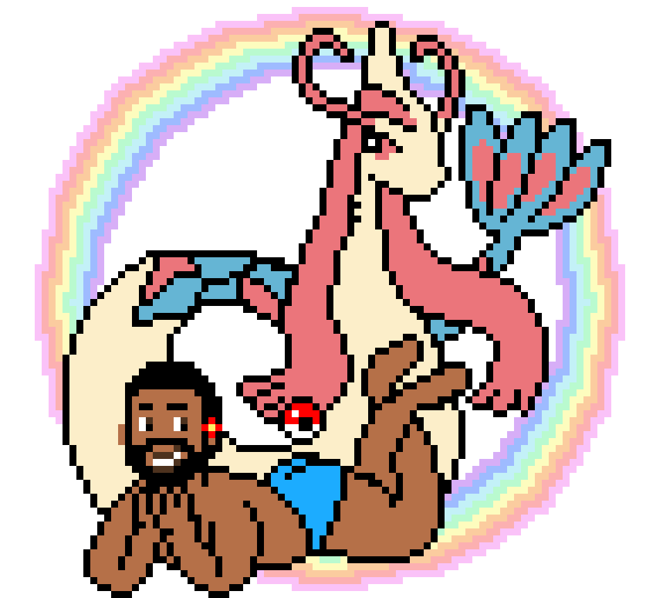 [e9e671] Kevan & Milotic ( Light grey hearts shinyRainbowHearts flower)