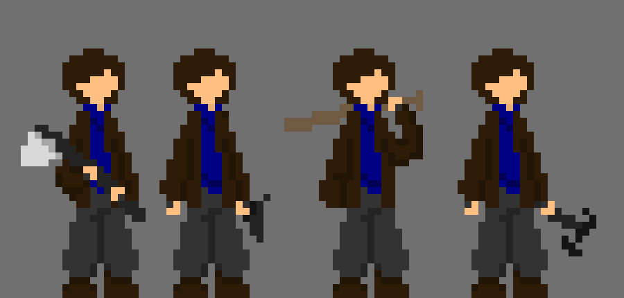 Im also gonna need swinging sprites for these and a shooting one for the gun but they can wait