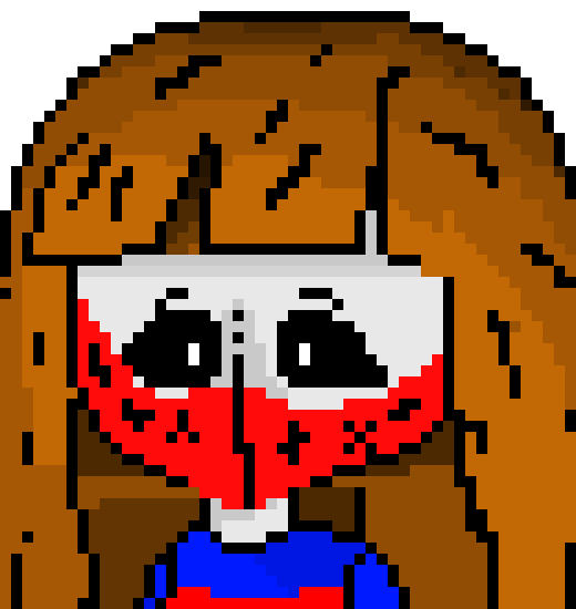 [2fbf6b] -eyes turn red and blue and she teleports up and climbs from the bottom into the building-