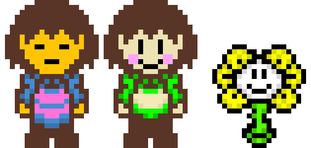 Frisk, Chara, And flowey.