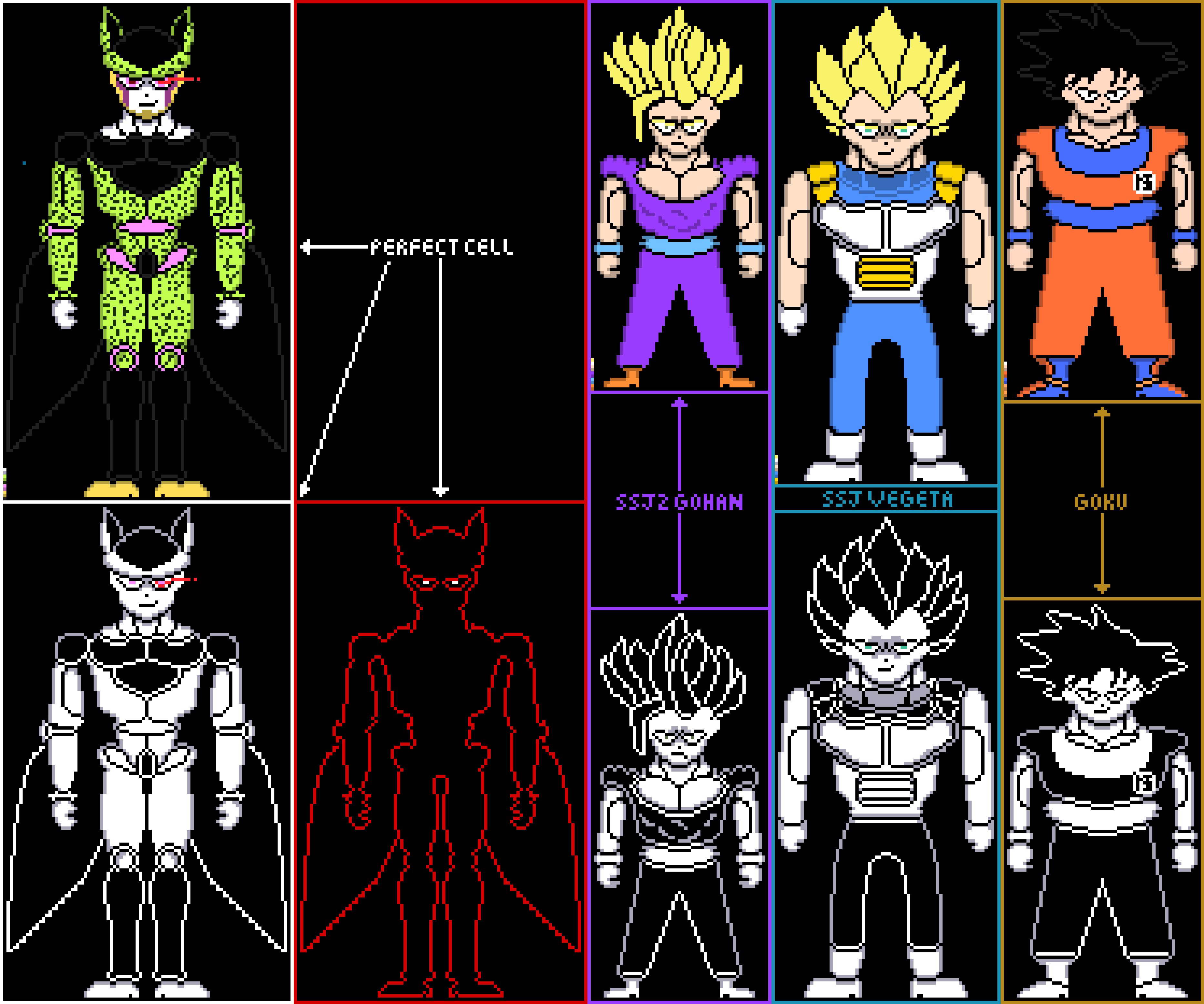 [2084ea] DBZ Sprite Sheet (Colored Undertale Style)