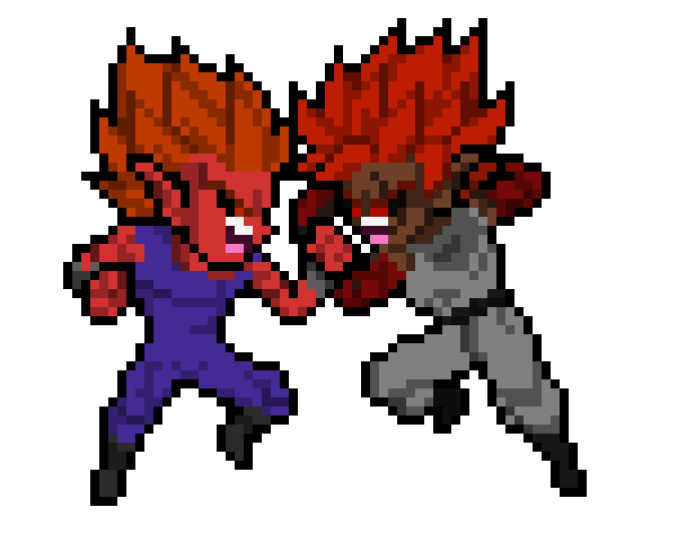 [6c26bc] Saku, the Saiyan/Demon Hybrid (Demonic SSJ2 Form) vs. Bardu the Demon (Demonic SSJ2 Form) - DBZ OCs
