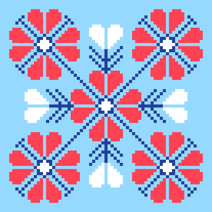 [9fecf3] Folk Flower Pattern