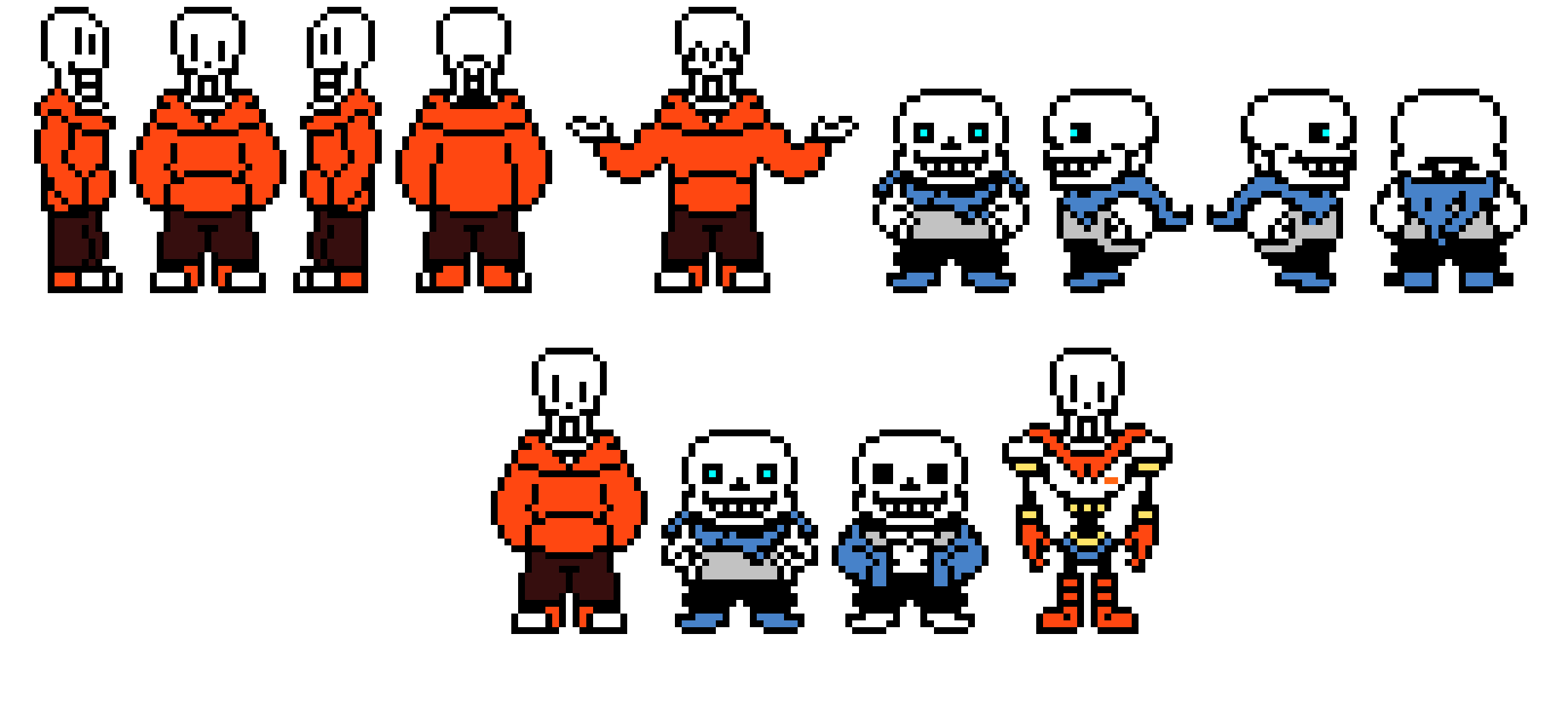 UnderSwap Sans and Papyrus Overworld Sprite.