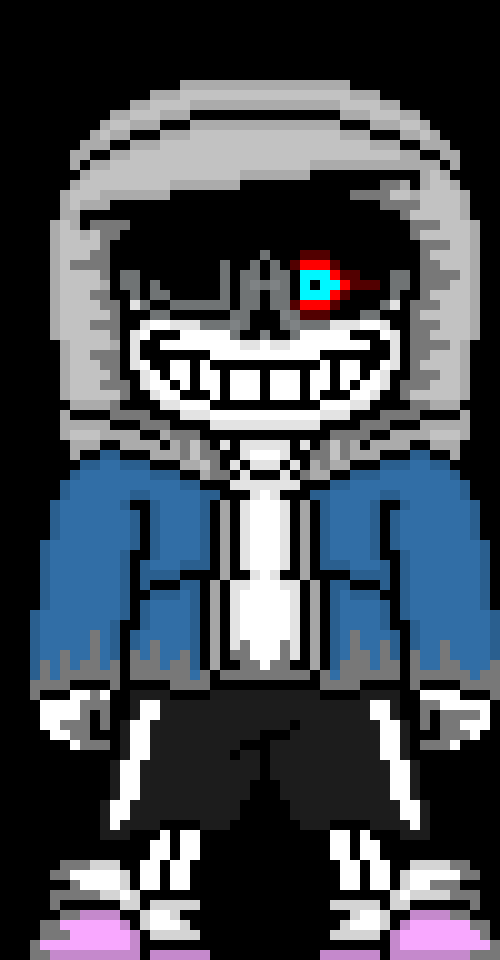 [e8cb42] *shrugs as he dodges then winks* gotta try harder pal *summons a blaster then blasts him as he shoots bones at him*