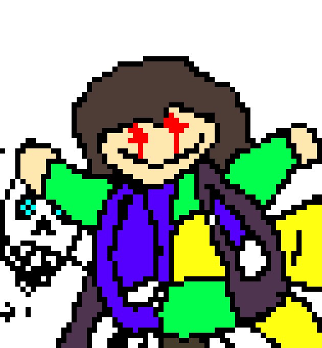 the abomination throws 6 knives at chaos then fires 13 gaster blasters at ian and billy *
