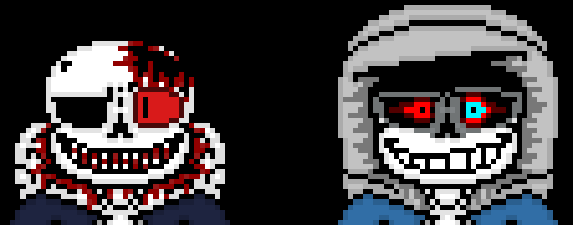 [57dac4] *Horror shoots many bones at FTK as Dust blasts him with a blaster from behind*
