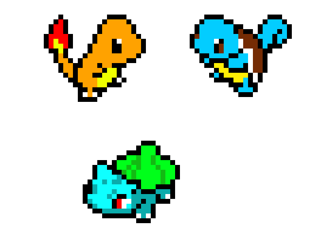 All the original pokemon starters