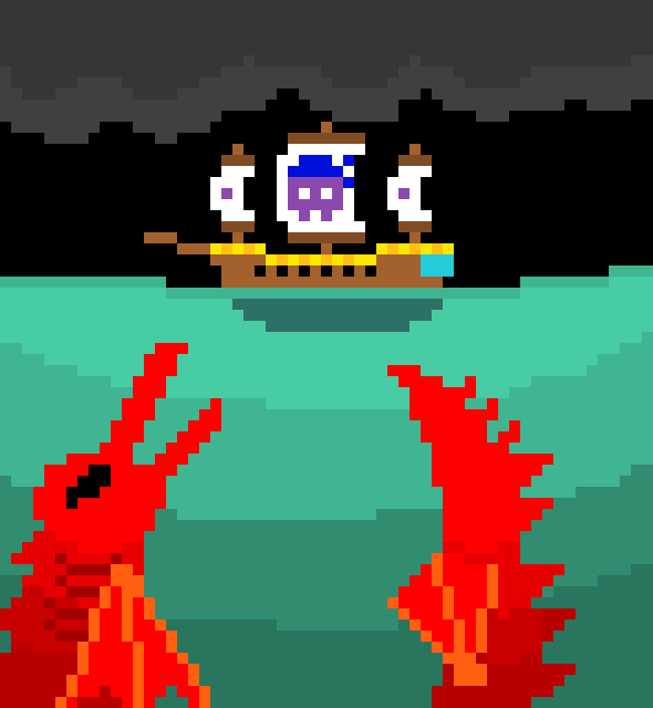 Sea monster and a ship