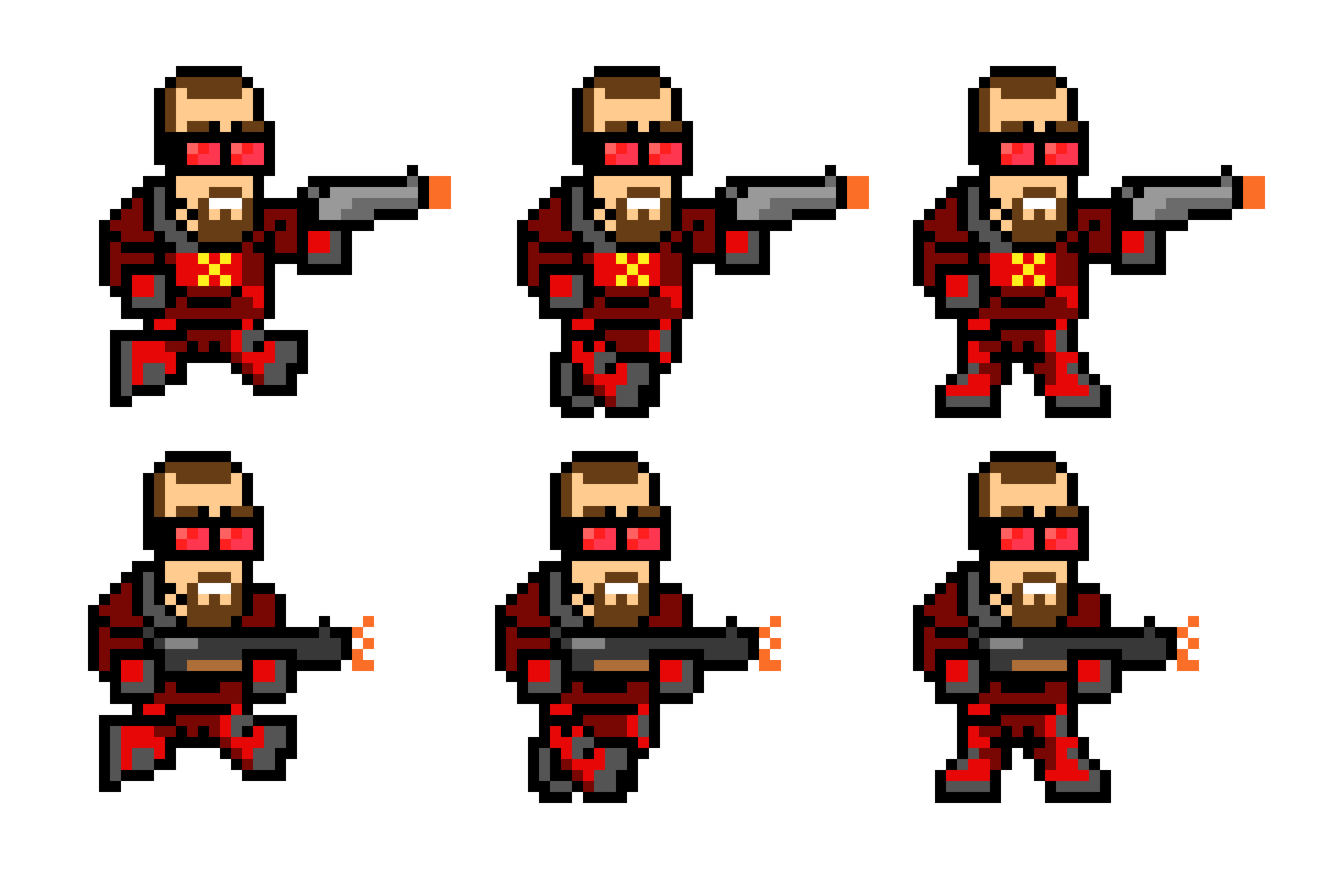 Character Sprite shotgun and pistol shooting