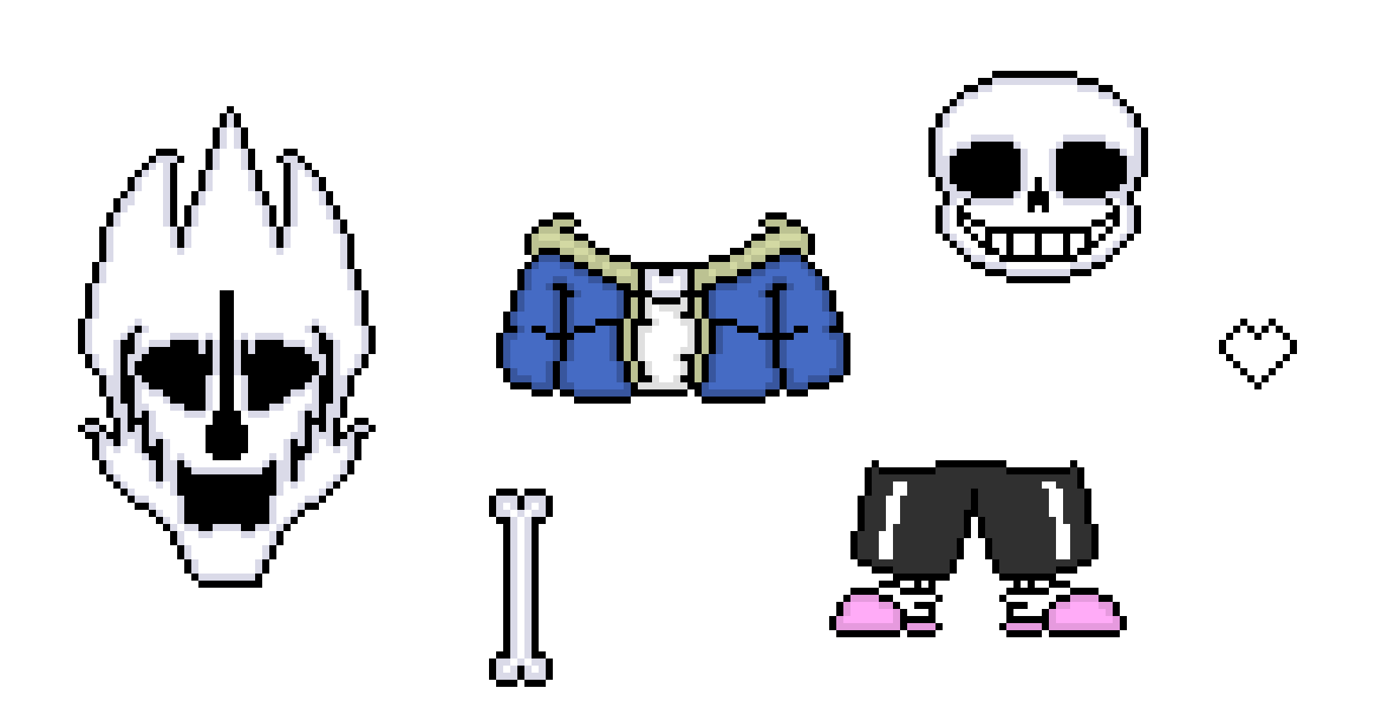sans, gaster blaster, bone and soul unblacked base-hhs