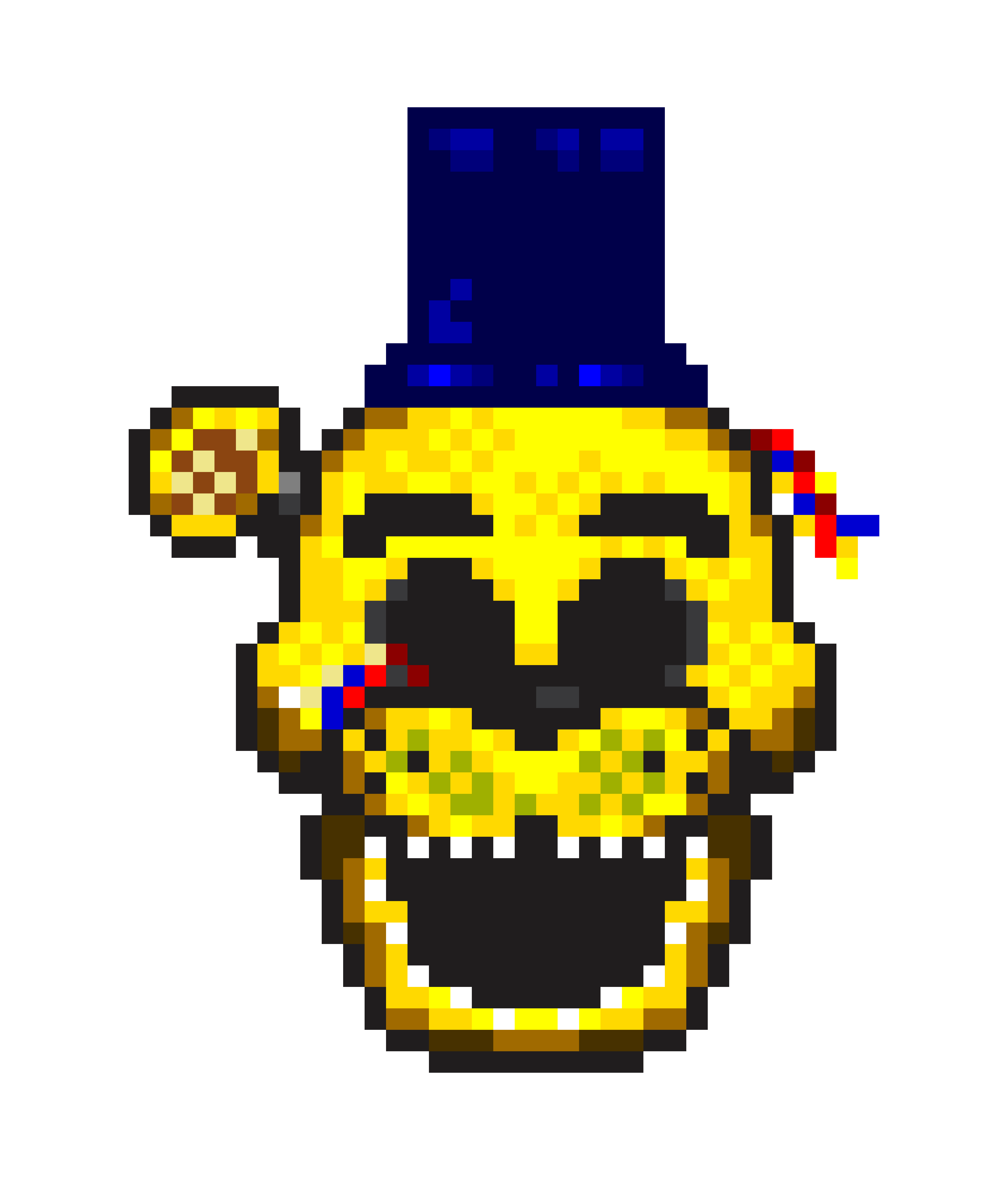 [9af587] withered golden freddy with a blue hat.