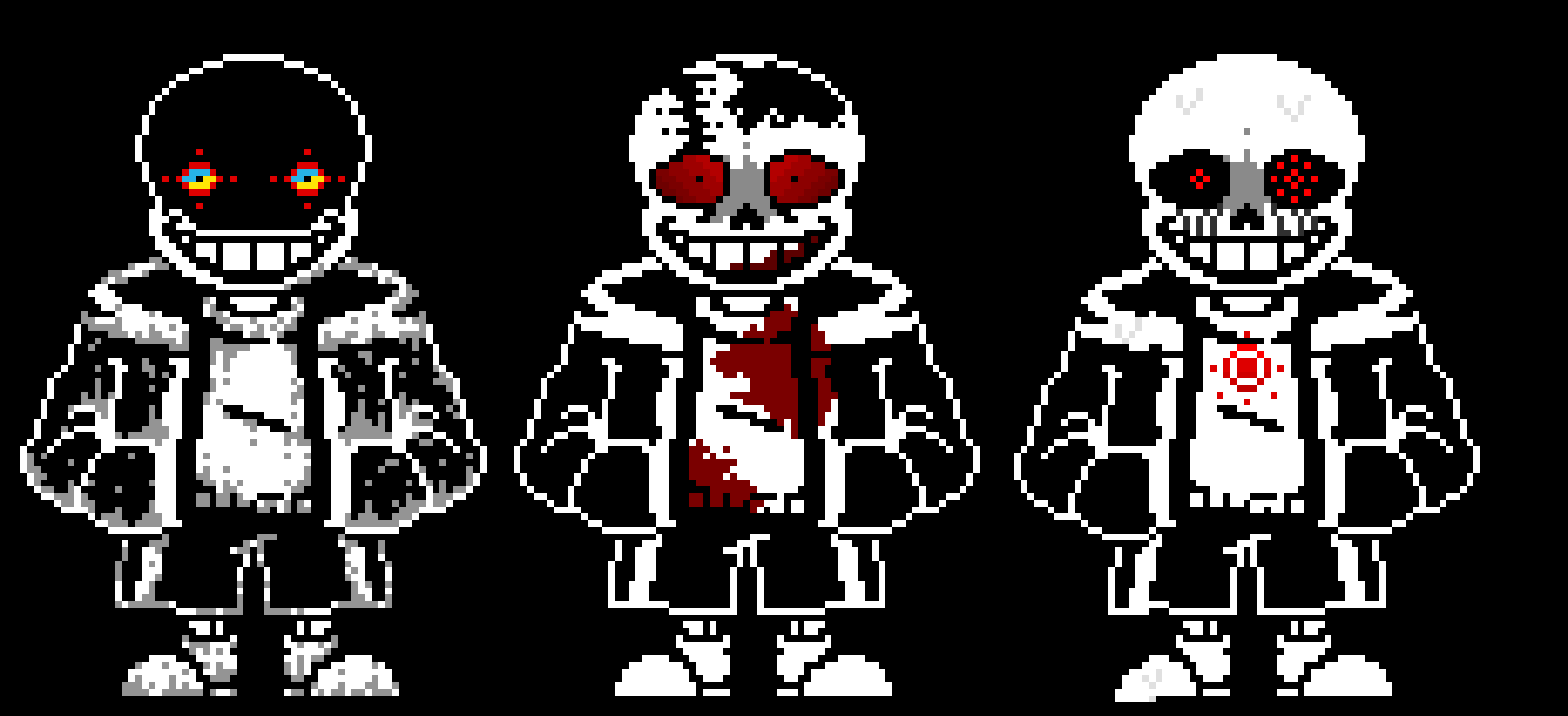 [00706a] Double The Murder trio [made by Mix] (THESE SANSES ARE DUSTDUST!SANS, HORRORHORROR!SANS, AND KILLERKILLER!SANS)