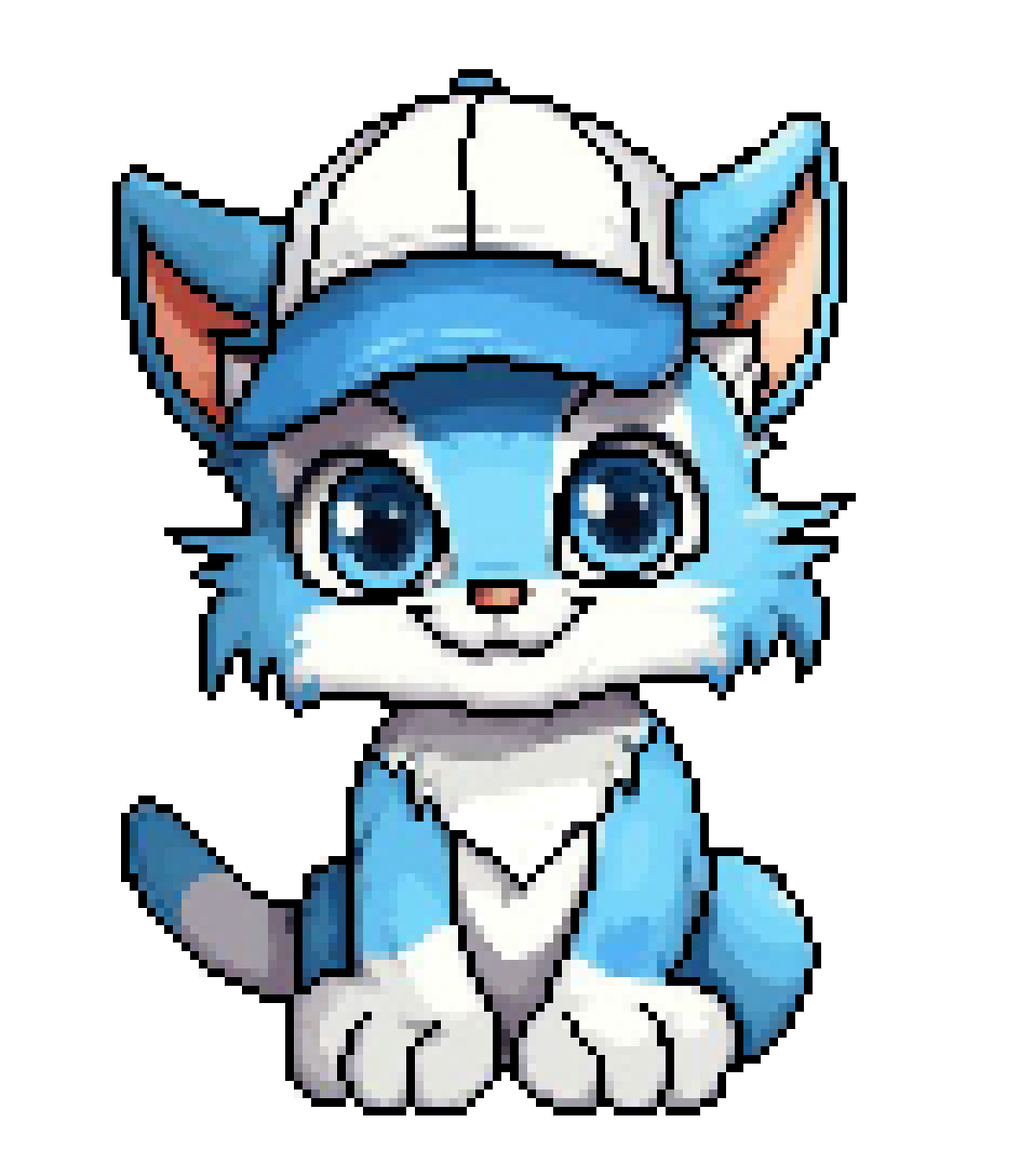 [e7d875] Blue Cat pixel PNG
